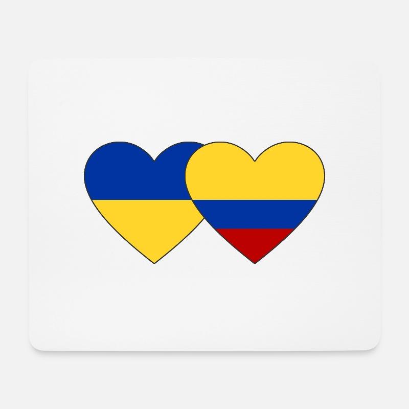 Ukraine Kolumbien Flagge Herz - Mousepad (Querformat) - Weiß