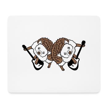 2 Igel Süße Zwei Freunde Gitarre Spielen Band Team - Mousepad (Querformat) - Weiß - Vorne
