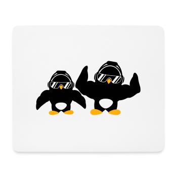 2 Penguins Bodybuilder Sunglasses Headphones Team - Mouse Pad (horizontal) - white - Front