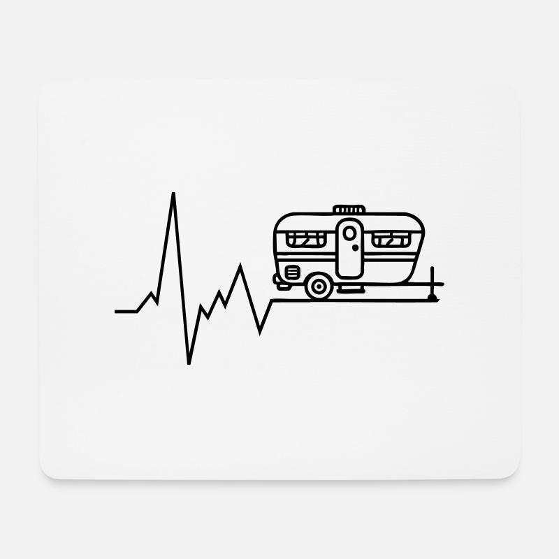 herzschlag wohnwagen camping urlaub - Mousepad (Querformat) - Weiß