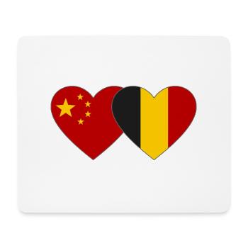 Chine Belgique Drapeau Coeur - Tapis de souris (format paysage) - blanc - Devant