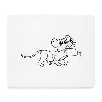 Souris grosse saucisse manger faim saucisse grillades - Tapis de souris (format paysage) - blanc - Devant