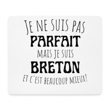 Je ne suis pas parfait mais breton, fier Bretagne - Tapis de souris (format paysage) - blanc - Devant