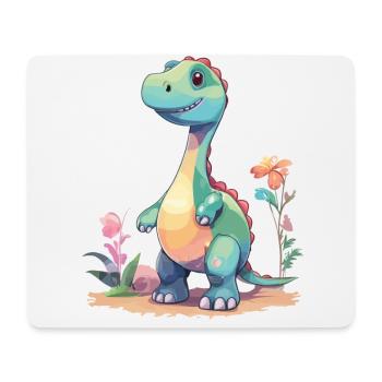 Cute Dino Cartoon Prehistoric Fantasy - Mouse Pad (horizontal) - white - Front
