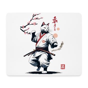 Karate Cat Japan Ukiyo-E Streetwear Design - Mouse Pad (horizontal) - white - Front