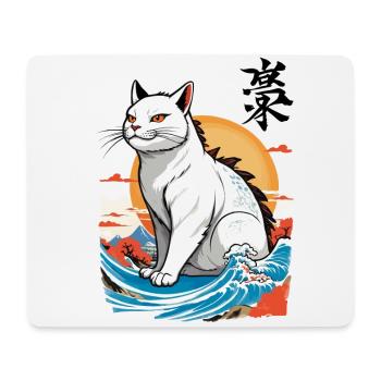 Ukiyo-E Cats Monster Japan Wave Streetwear - Mouse Pad (horizontal) - white - Front