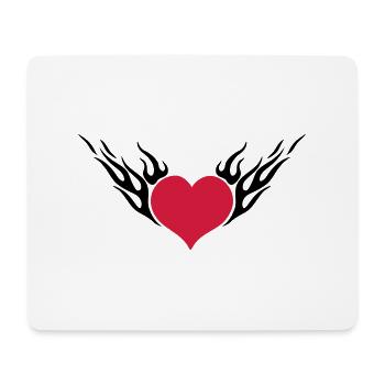Feuerherz / Fire Heart 2c - Mousepad (Querformat) - Weiß - Vorne