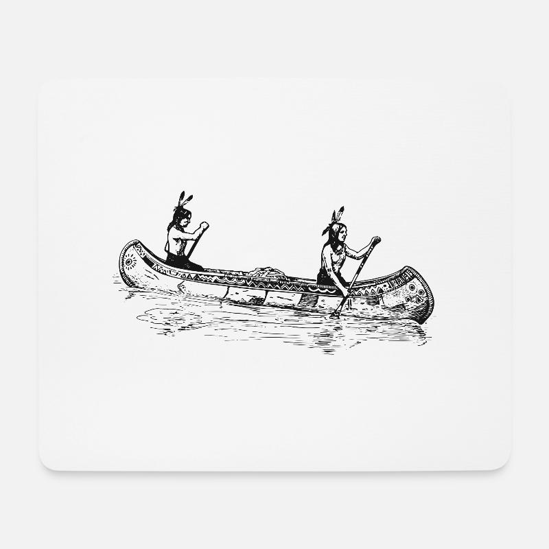 Indianer-im-Kanu-einzel-0 - Mousepad (Querformat) - Weiß