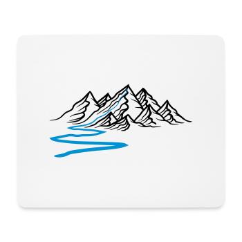 route fluss wanderweg berge huegel alpen wandern u - Mousepad (Querformat) - Weiß - Vorne