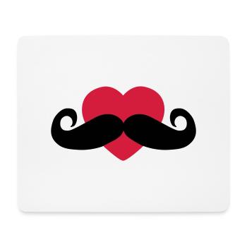 heart moustache / love moustache - Tapis de souris (format paysage) - blanc - Devant