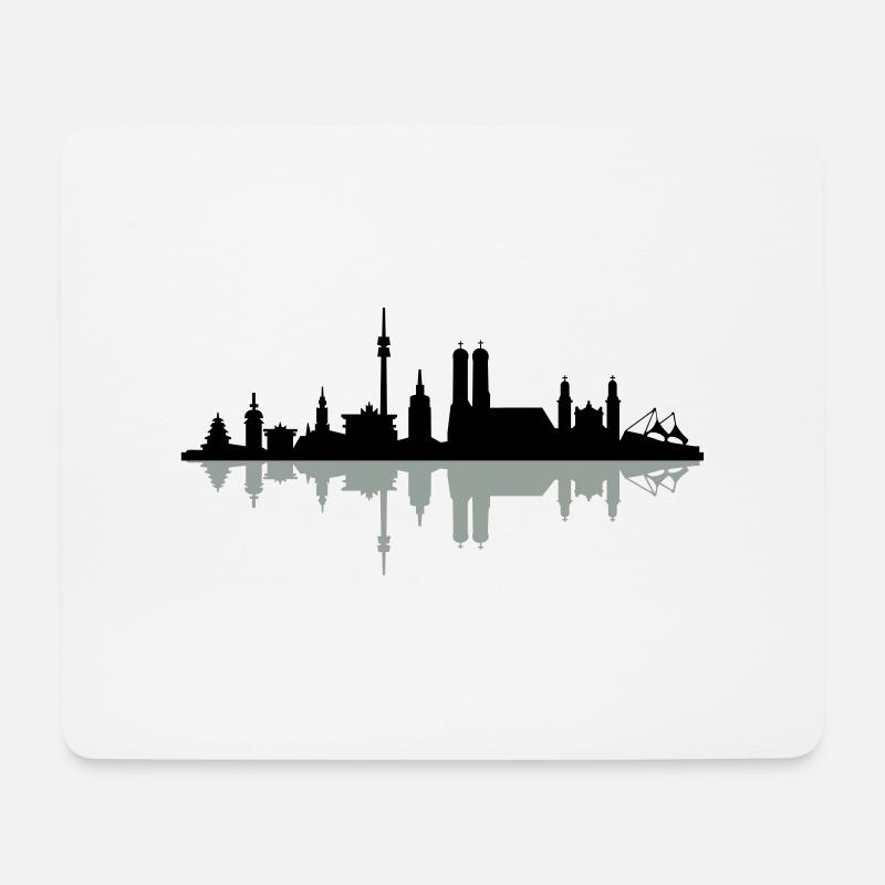 Skyline München Spiegelung - Mousepad (Querformat) - Weiß