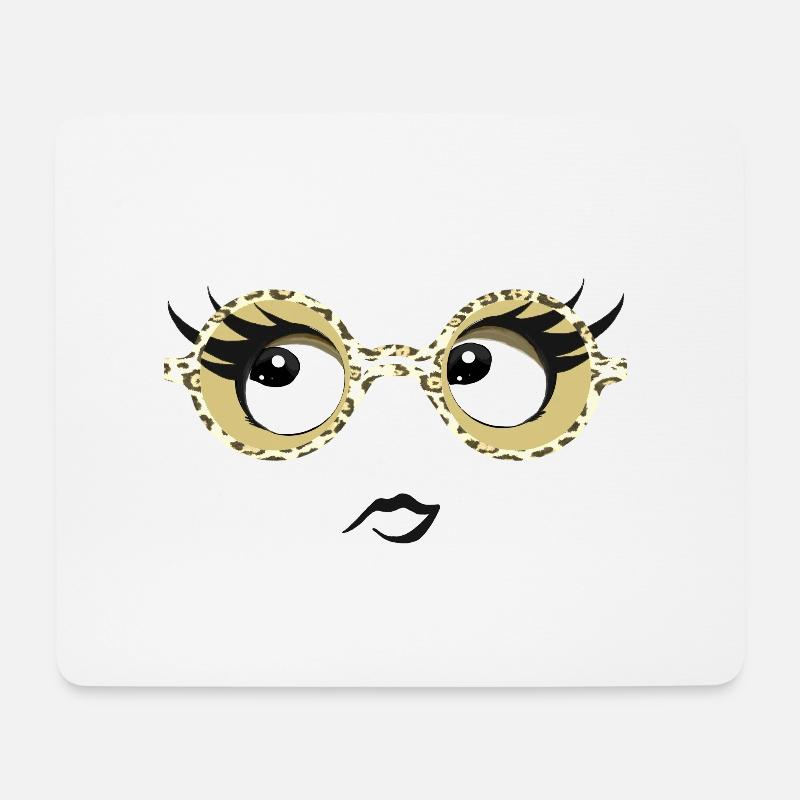 lunettes yeux - Tapis de souris (format paysage) - blanc