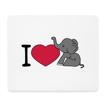 éléphant j'aime l'amour coeur assis doux veau petit - Tapis de souris (format paysage) - blanc - Devant