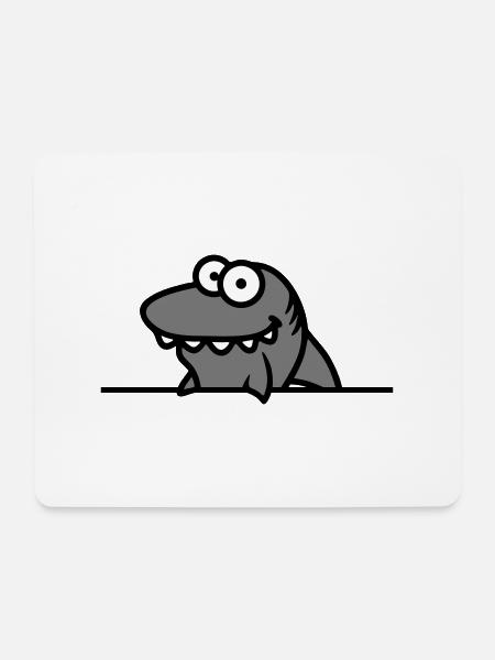 hai lustig schild rahmen mauer zeigen comic cartoo - Mousepad (Querformat) - Weiß