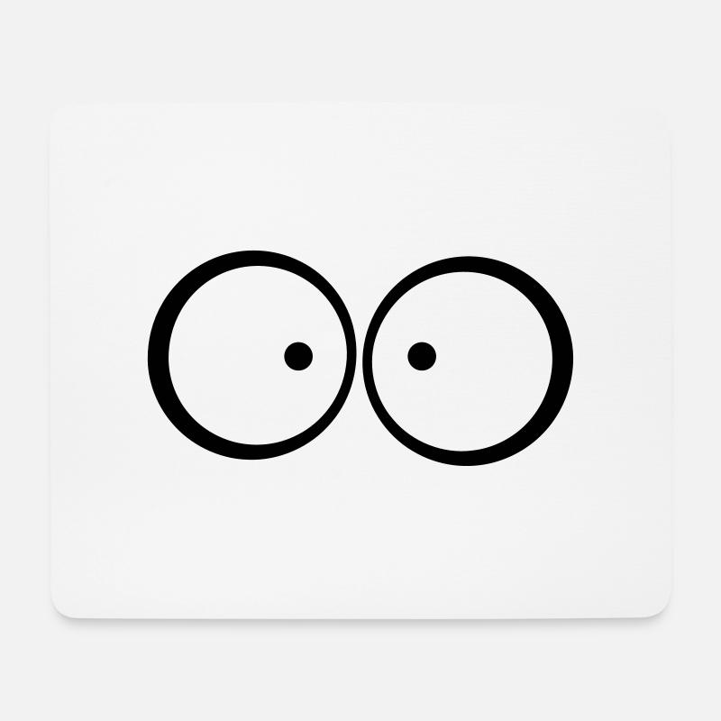 Ängstliche schielende blaue Comic Augen - Mousepad (Querformat) - Weiß