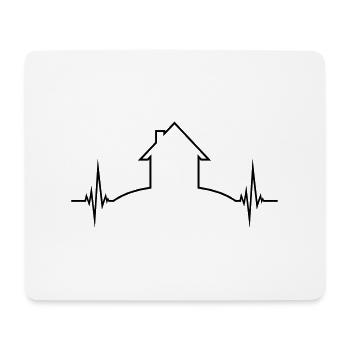 haus EKG puls herzschlag frequenz eigenheim umriss - Mousepad (Querformat) - Weiß - Vorne