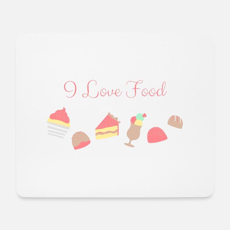 Ich liebe Essen in englischer Sprache - Mousepad (Querformat) - Weiß