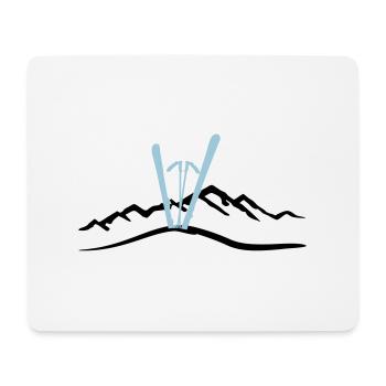 Ski und Berg, Skifahen - Mousepad (Querformat) - Weiß - Vorne