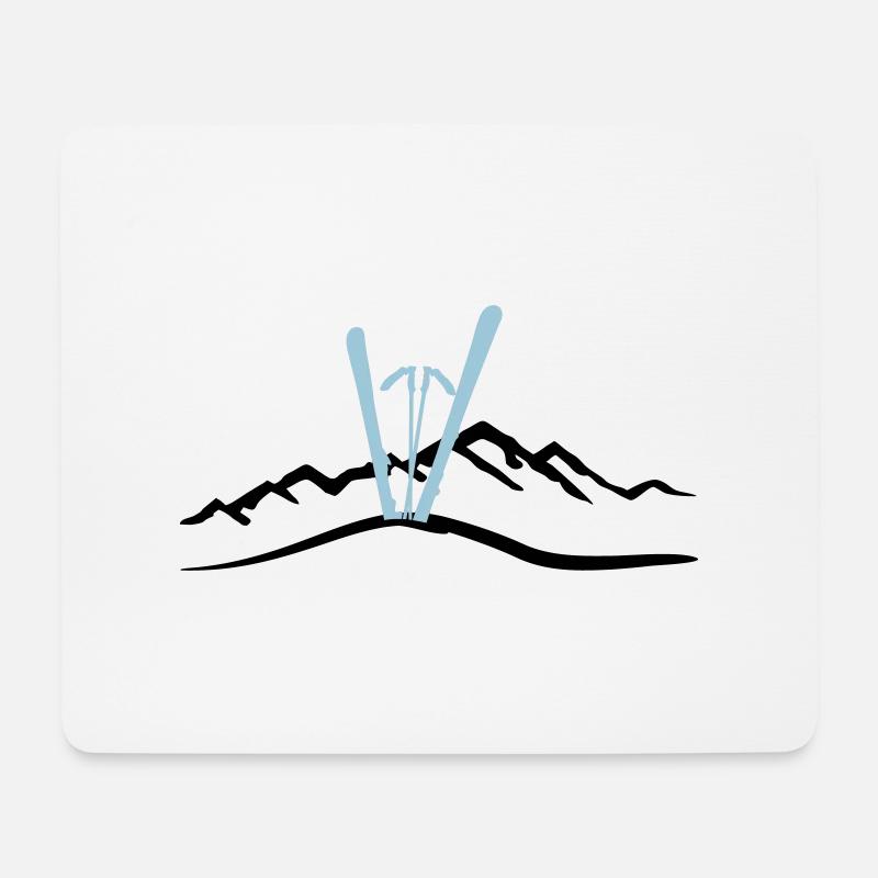 Ski und Berg, Skifahen - Mousepad (Querformat) - Weiß