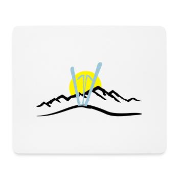 Ski, Berg und Sonne, Skifahren - Mousepad (Querformat) - Weiß - Vorne
