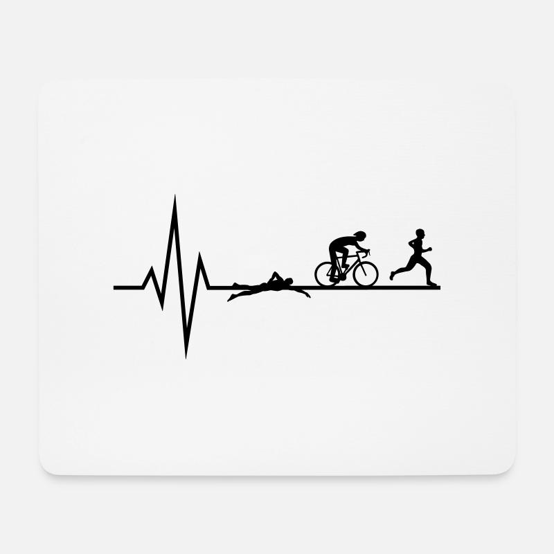 Triathlon Heartbeat - Tapis de souris (format paysage) - blanc