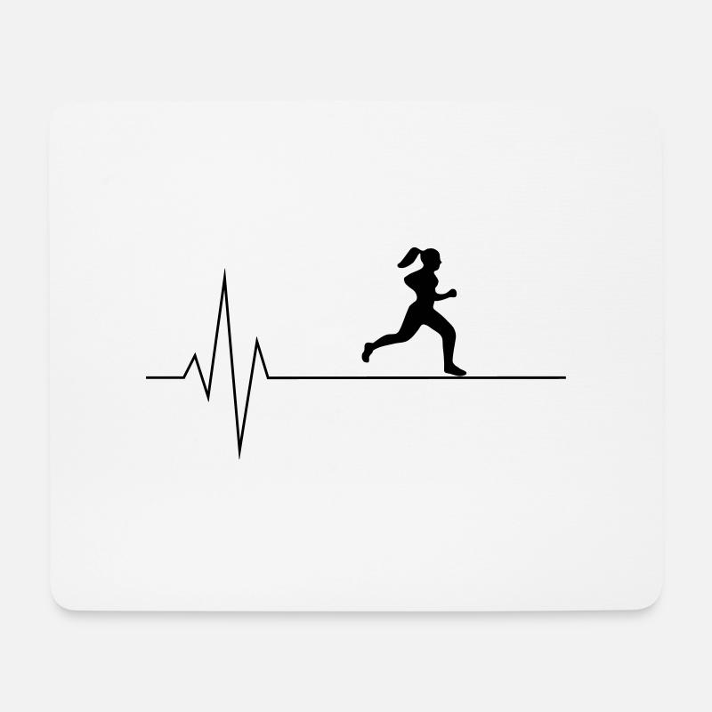 Herzschlag Läuferin - Mousepad (Querformat) - Weiß