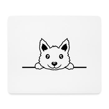 Chien courageux derrière le mur - Tapis de souris (format paysage) - blanc - Devant