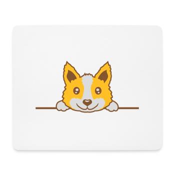 Chien regardant derrière le mur - Tapis de souris (format paysage) - blanc - Devant