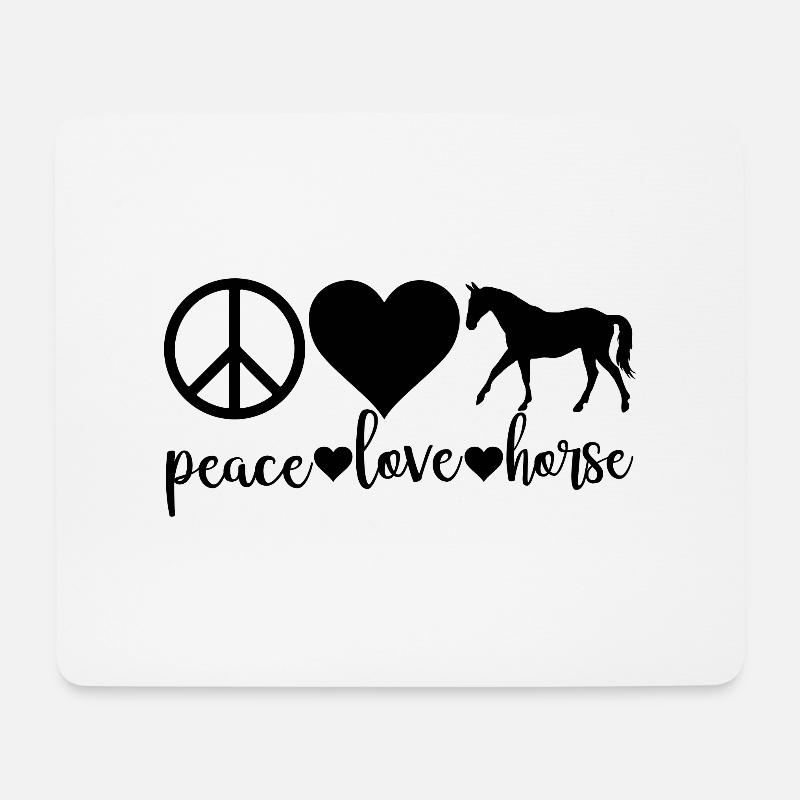 Peace Love Horse - Mousepad (Querformat) - Weiß