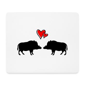 Wildschweine verliebt - Mousepad (Querformat) - Weiß - Vorne