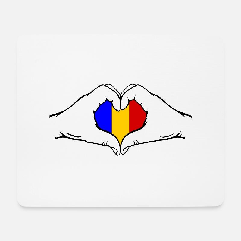 Rumänien Flagge Herzform - Mousepad (Querformat) - Weiß