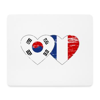 Corée du Sud France Drapeau Coeur Utilisé - Tapis de souris (format paysage) - blanc - Devant