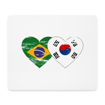 Brazil South Korea flag heart used - Mouse Pad (horizontal) - white - Front
