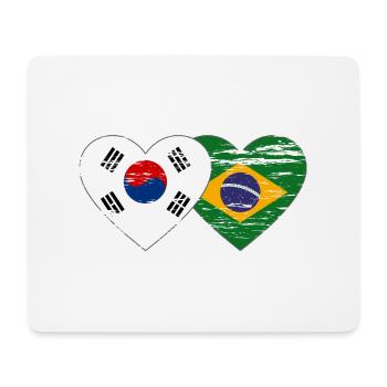 South Korea Brazil Flag Heart Used - Mouse Pad (horizontal) - white - Front