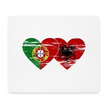 Portugal Albania Flag Heart Used - Mouse Pad (horizontal) - white - Front