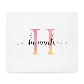 H | Monogramm | Name | Hannah |Watercolor - Mousepad (Querformat) - Weiß - Vorne