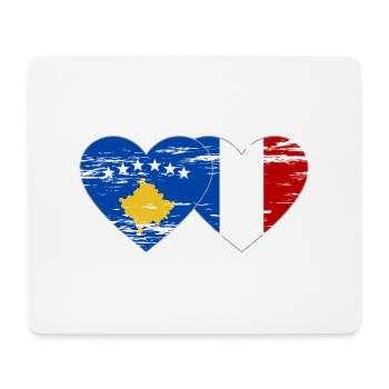 Kosovo France drapeau coeur utilisé - Tapis de souris (format paysage) - blanc - Devant