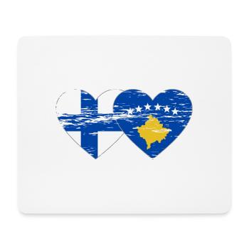 Finnland Kosovo Flagge Herz used - Mousepad (Querformat) - Weiß - Vorne