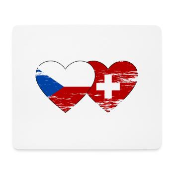 République Tchèque Suisse Drapeau Coeur Utilisé - Tapis de souris (format paysage) - blanc - Devant