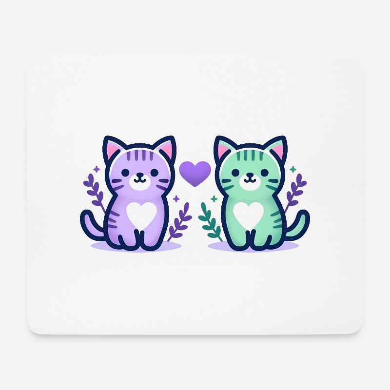 Cat Love - Mouse Pad (horizontal) - white