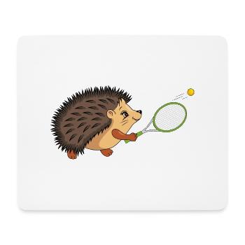 Glücklicher Igel spielt Tennis - Mousepad (Querformat) - Weiß - Vorne