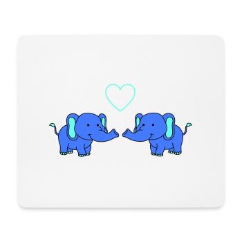 Éléphants amoureux - Tapis de souris (format paysage) - blanc - Devant