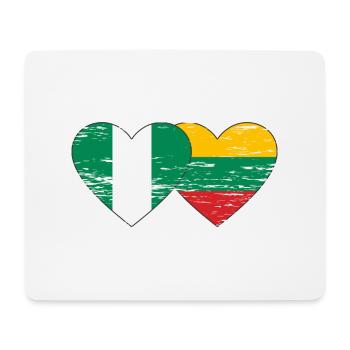 Nigeria Lithuania flag heart used - Mouse Pad (horizontal) - white - Front