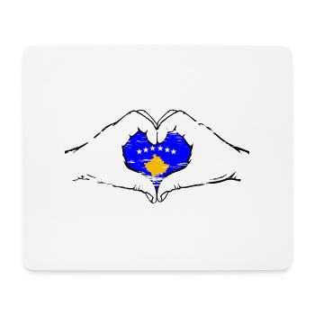 Kosovo Flagge Hände Herzform used - Mousepad (Querformat) - Weiß - Vorne