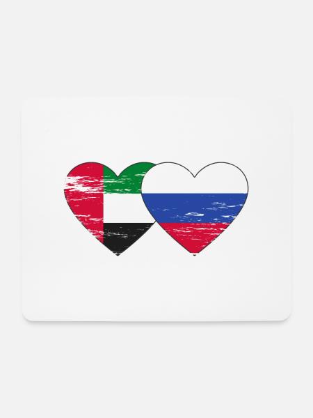 Vereinigte Arabische Emirate Russland Herz - Mousepad (Querformat) - Weiß