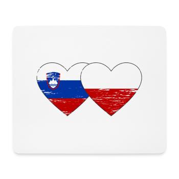 Slovenia Poland flag heart used - Mouse Pad (horizontal) - white - Front