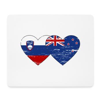 Slowenien Neuseeland Flagge Herz used - Mousepad (Querformat) - Weiß - Vorne