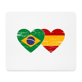 Brazil Spain Flag Heart used - Mouse Pad (horizontal) - white - Front
