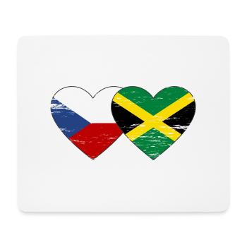 République tchèque Jamaïque Drapeau Coeur utilisé - Tapis de souris (format paysage) - blanc - Devant