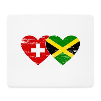 Schweiz Jamaika Flagge Herz used - Mousepad (Querformat) - Weiß - Vorne